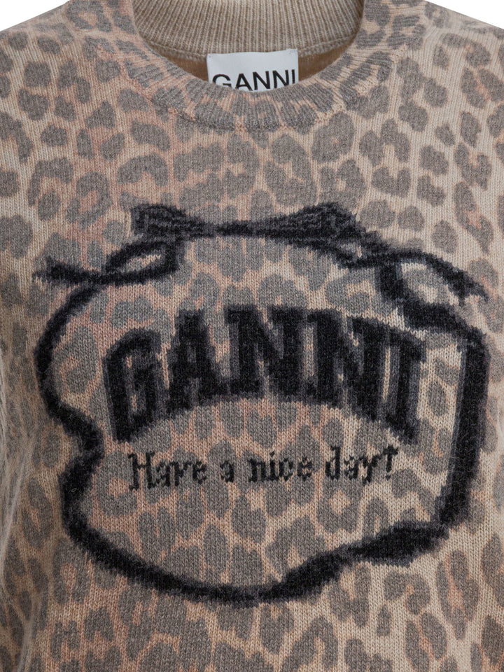 Ganni Wool Vest With Logo Knitwear - Marrone | 7d012f2e78577c398c8e7a0a268d54cb6490b5ee