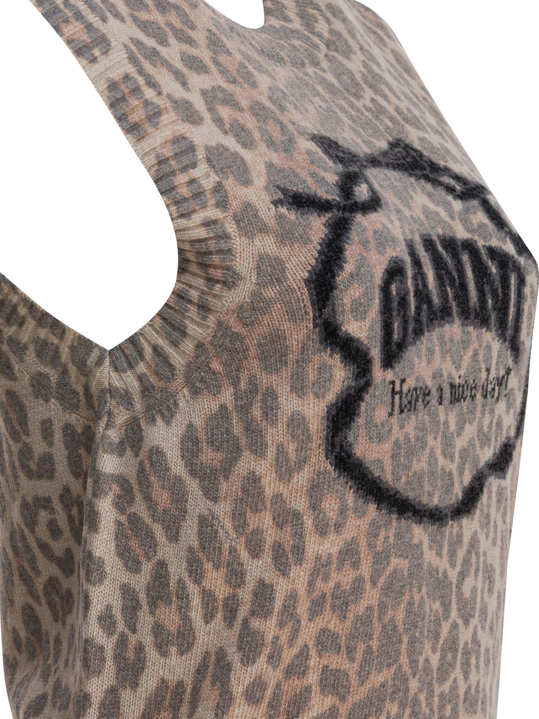 Ganni Wool Vest With Logo Knitwear - Marrone | 34b2061e53e4c4f136d31371a1d0556be1cc7d74