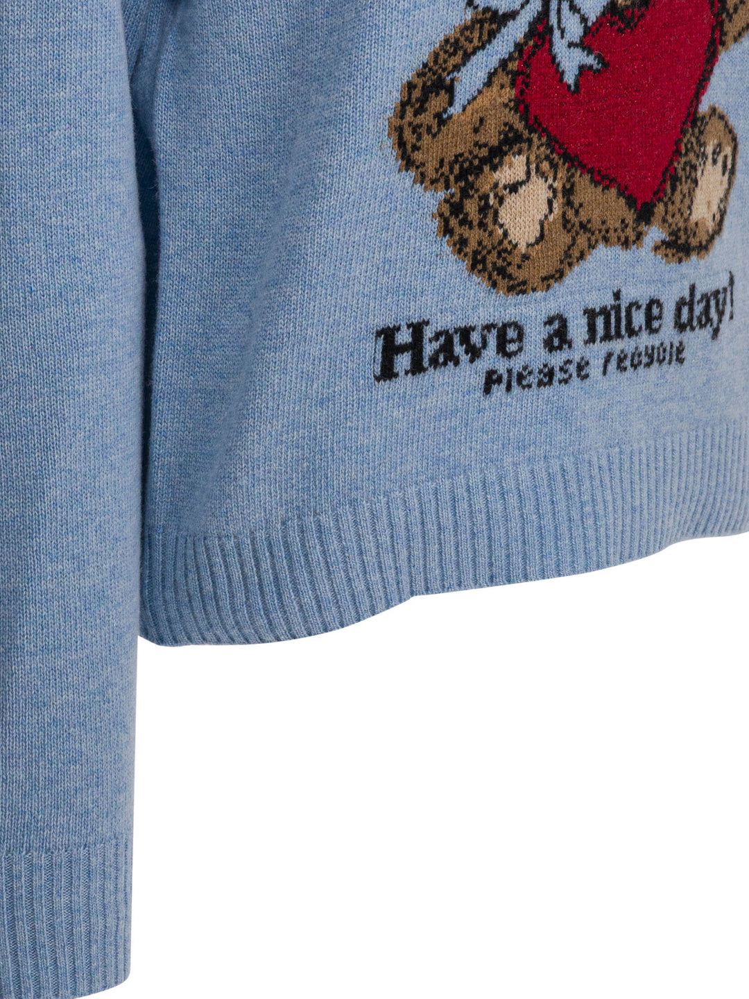 Ganni Wool Sweater With Print Knitwear - Blu | 166d9e8d94c08b96e352e7f43d6500087337a96f