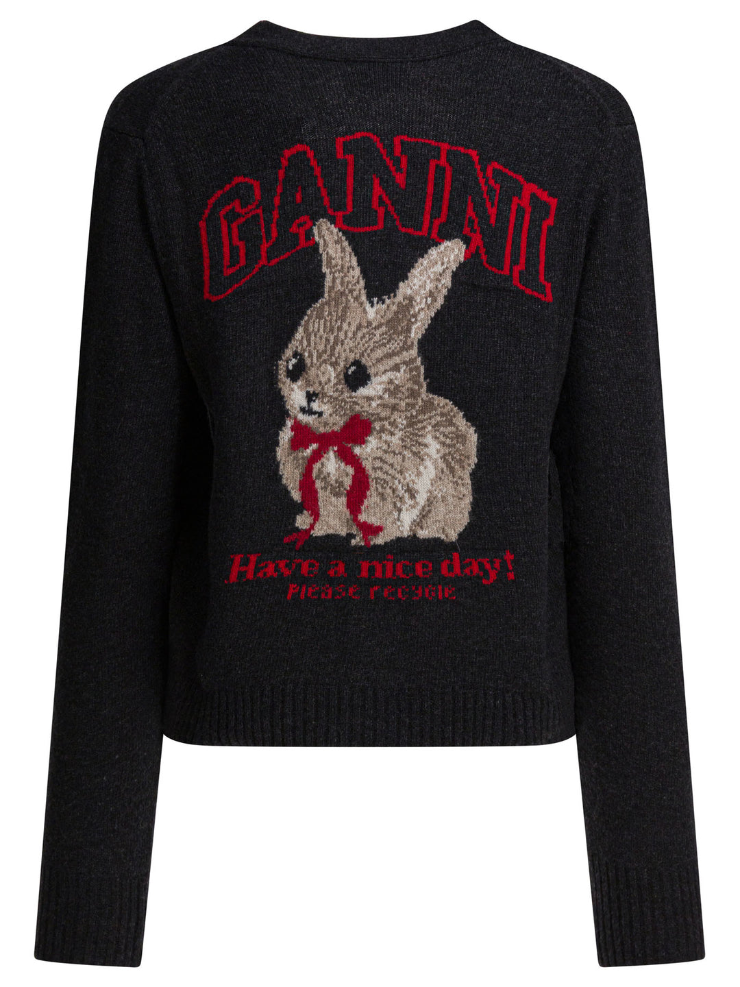 Ganni Wool Blend Cardigan Knitwear - Nero | e1504185f60a496990e0e31fa35279b56cf0b9df