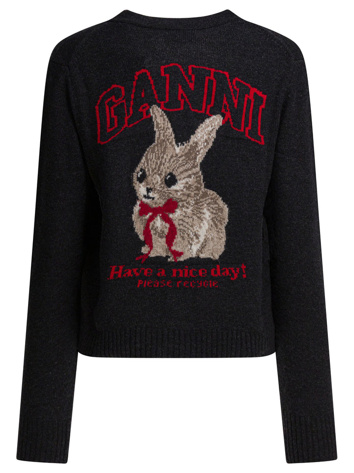 Ganni Wool Blend Cardigan Knitwear - Nero | e1504185f60a496990e0e31fa35279b56cf0b9df