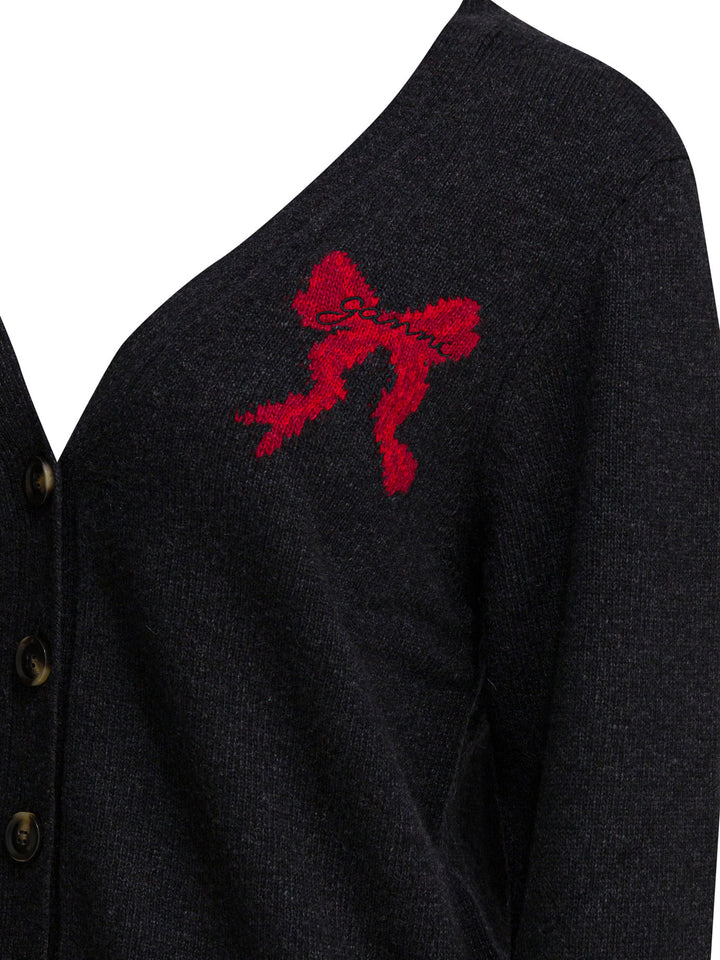 Ganni Wool Blend Cardigan Knitwear - Nero | 987bfe594597eeeff650f3457626748d9e19be59