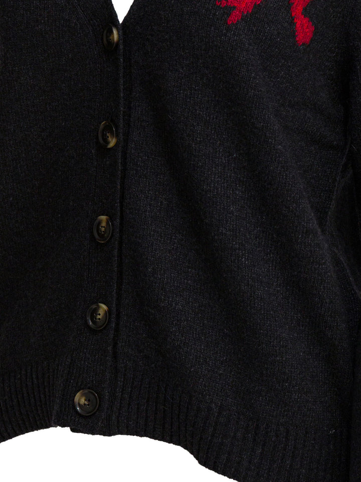 Ganni Wool Blend Cardigan Knitwear - Nero | 2793e1e374bf36920e848e2ff89d6c3121c10c30