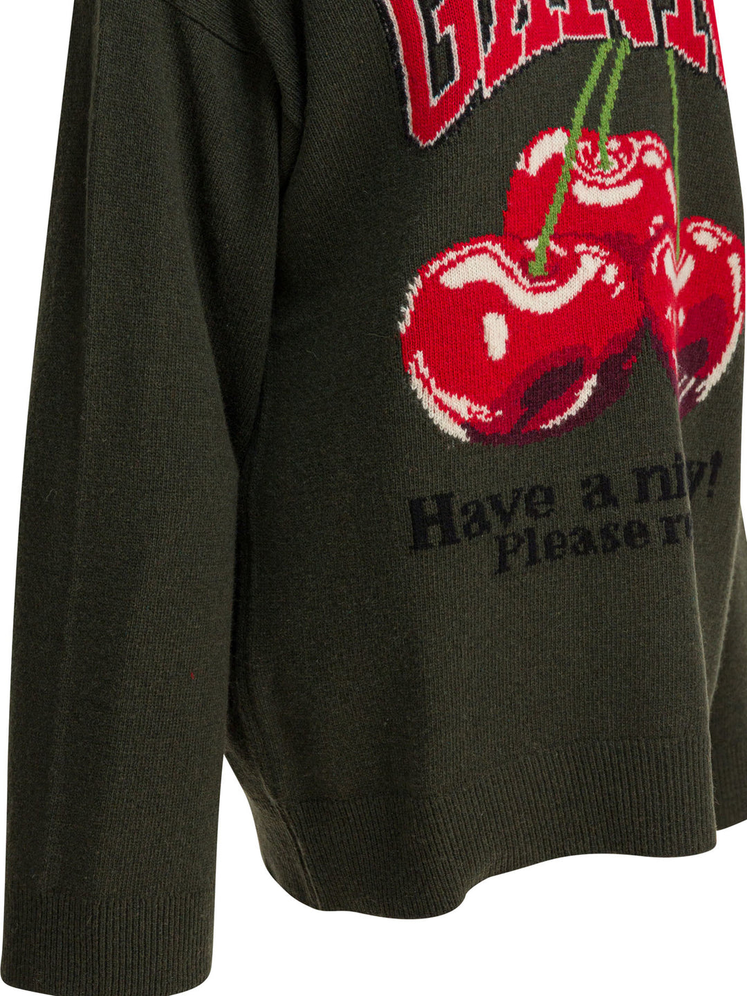 Ganni Wool-Blend Crew-Neck Sweater Knitwear - Verde | 09b3b9d514e3eccb2bdbd53d45709e42fe432b9b