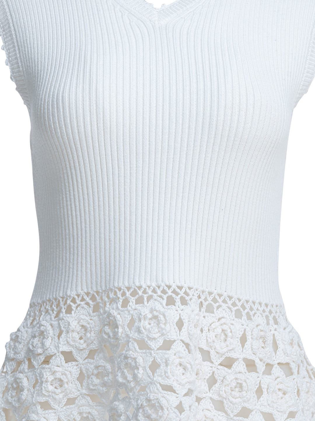 Ganni Knitted Worked Vest Knitwear - Bianco | 3b75fea2f91ab0fb1425cba66f4e7ca6d7024186