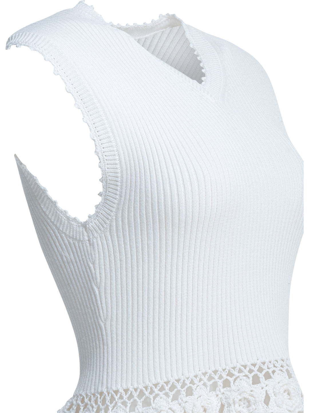 Ganni Knitted Worked Vest Knitwear - Bianco | 490954c68f26232c3b9d39f84919697ea21e9433