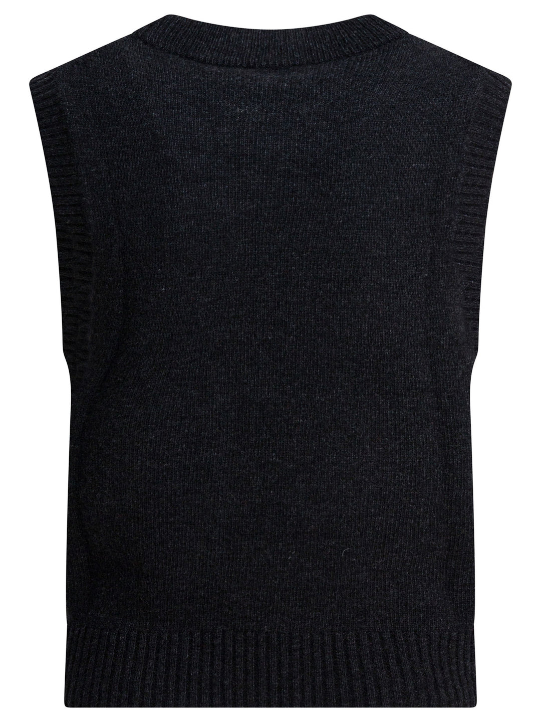 Ganni Wool Vest With Logo Knitwear - Nero | 3eebc0eb6453058e6a8e604abb15b27758fbde9d