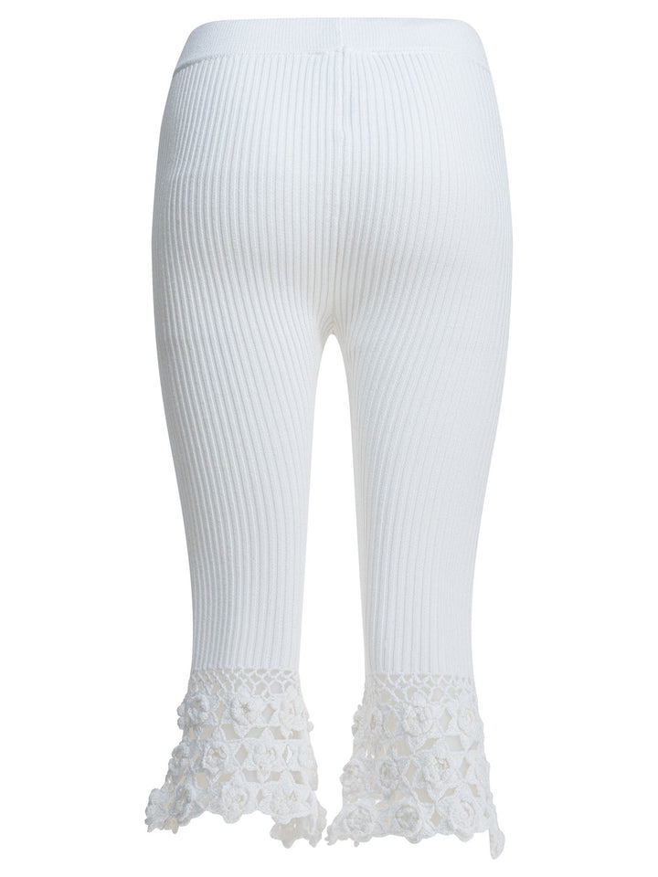Ganni Woven Knit Legging Trousers - Bianco | b4d87a1218ff96eb1403f6497bae3d32f13798ef