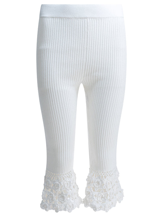 Woven Knit Legging Trousers Bianco