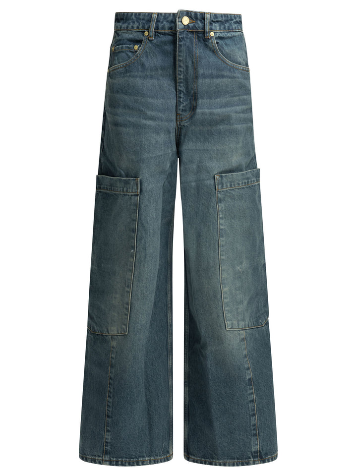 Ganni Baggy Cargo Jeans - Blu | de9adeb9979b154e7b3d1a1b97737cf535987fe2