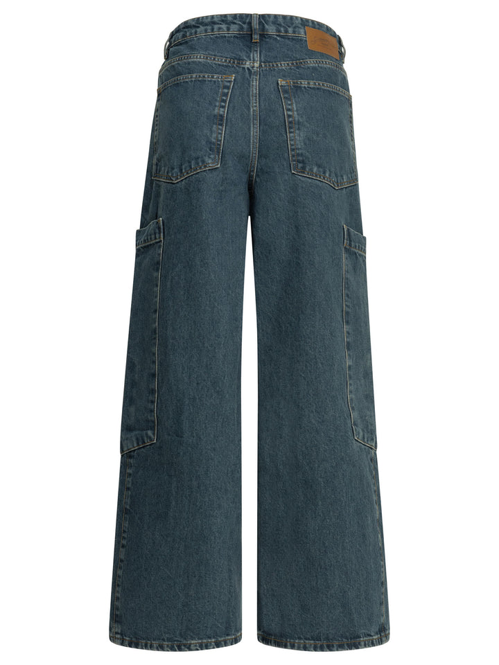 Ganni Baggy Cargo Jeans - Blu | 5deed8cc4da6ac8338e51379088d69536b8f084e