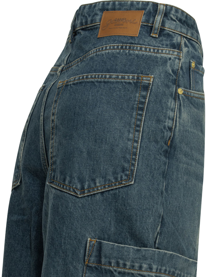 Ganni Baggy Cargo Jeans - Blu | 7bd3ce31ec2f3b40ad88cef3f64279c5d86d4107