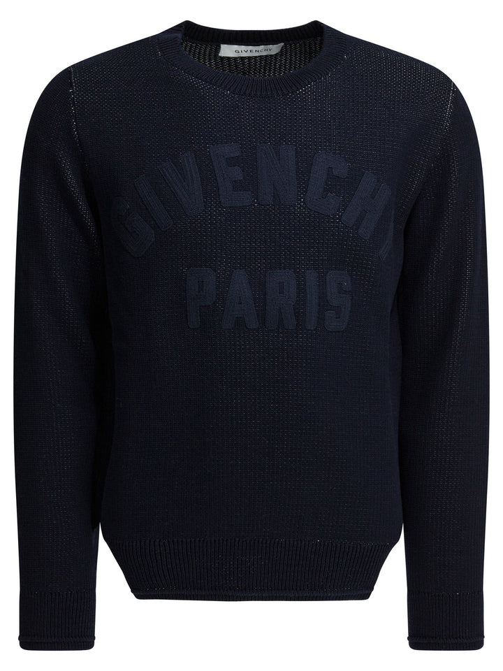 Givenchy Sweater With Embroidered Logo Knitwear - Blu | 41cb051e9a4c72ac33e651f6cee53512190e76c2