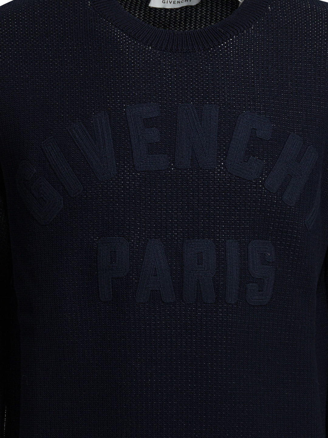 Givenchy Sweater With Embroidered Logo Knitwear - Blu | eb34e47cf9b6db92d7c93cccbc9f25694da4abd0