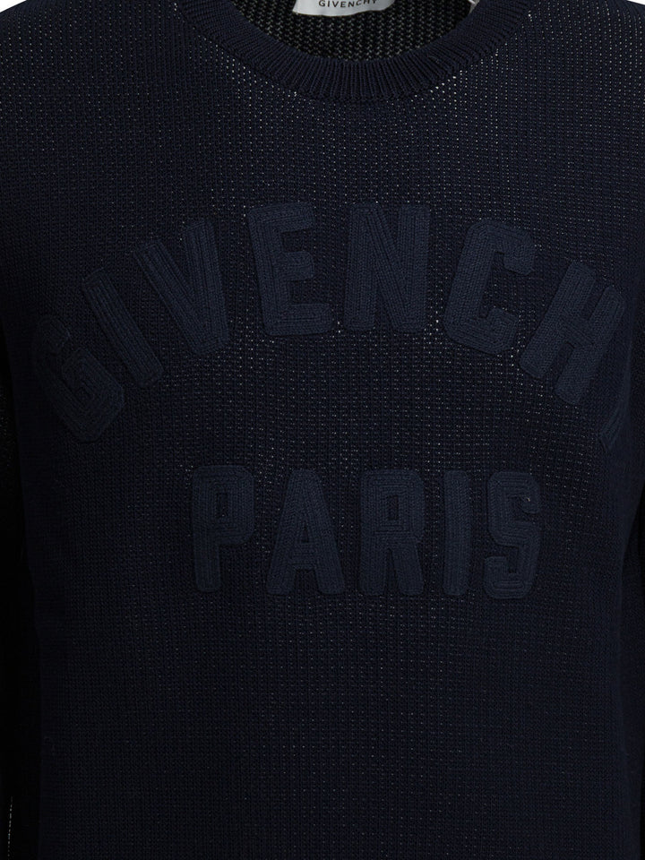 Givenchy Sweater With Embroidered Logo Knitwear - Blu | eb34e47cf9b6db92d7c93cccbc9f25694da4abd0