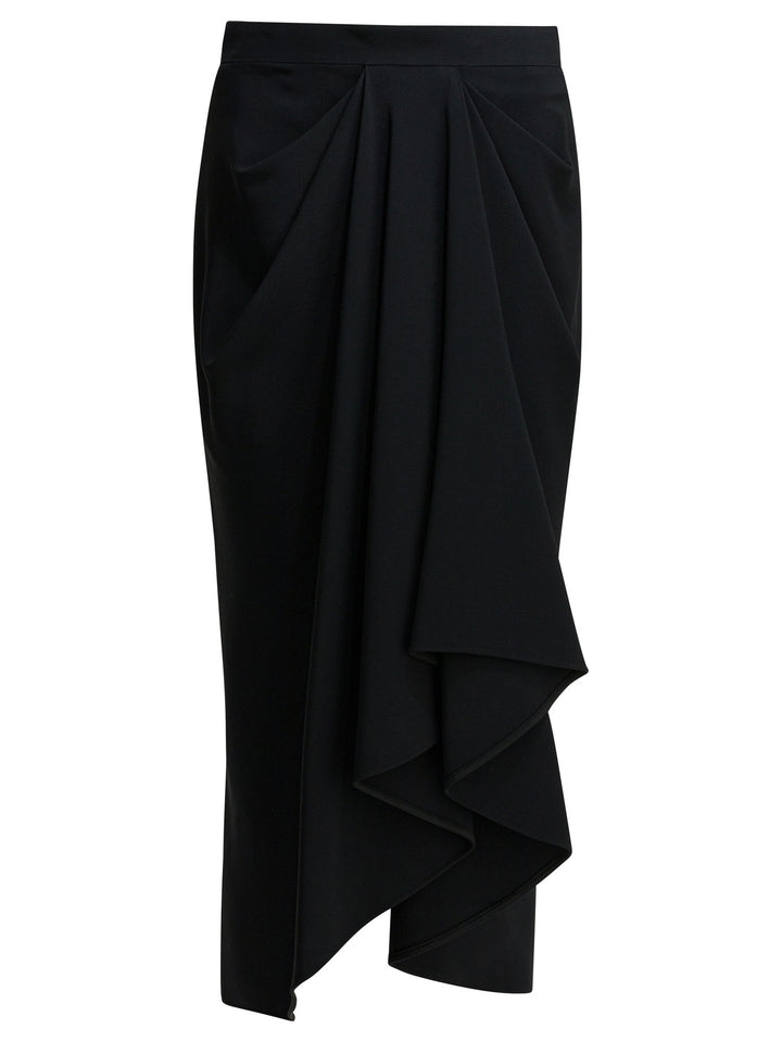 Givenchy Draped Crepe Cady Midi Skirt Gonne - Nero | 0088b745f29a43a3fa7250c62231bc6642d30e47