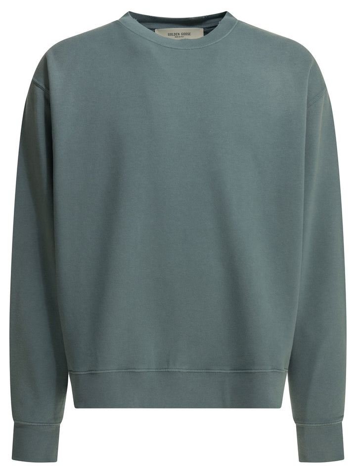 Golden Goose Crewneck Sweatshirt With Reverse Logo Sweatshirts - Blu | 22bac80ae9bd6f05f7624738bfee8c5c120cc585