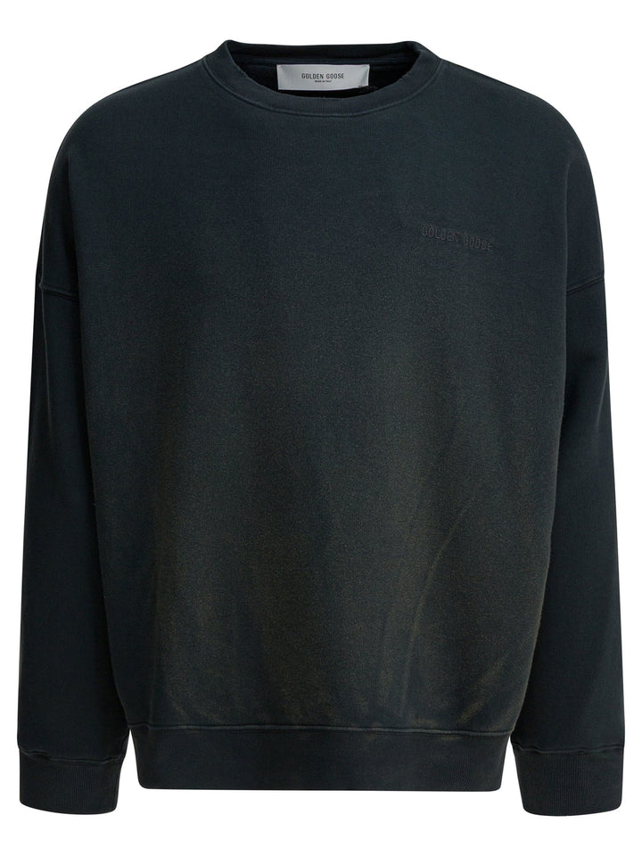 Golden Goose Vintage Effect Crewneck Sweatshirt Sweatshirts - Nero | 294d9b9ab46954eefc05683a805c5c4048d705e7