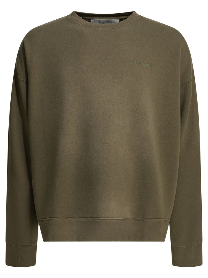 Golden Goose Crewneck Sweatshirt With Logo Sweatshirts - Verde | 67a92cd318122cf041626035bda6862ff8e257df