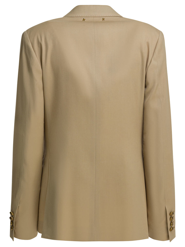 Golden Goose Double-Breasted Blazer In Virgin Wool Jackets and Coats - Beige | 5c16e8f0b9d28af34634a4b146b21de0804c8052
