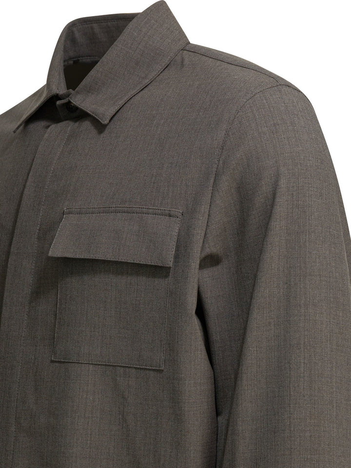 Herno Wool Overshirt Jacket Jackets and Coats - Grey | 8ba6e778a065399f4f9e9692ad1a5e522498cd66