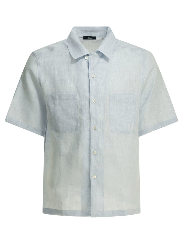 Herno Casual Linen Shirt Shirts - Light blue | 51177e831303667cac6e52ea40ecdebcc2b33132