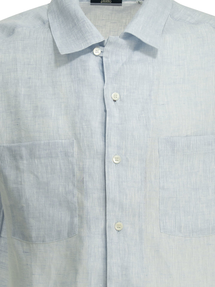 Herno Casual Linen Shirt Shirts - Light blue | 55f497ffaa1de6a39765e641144c148097c2fbd0