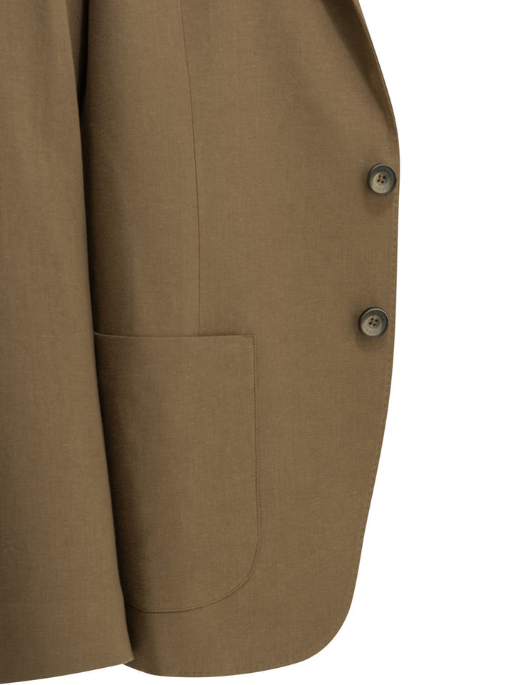 Herno Linen Blazer Jackets and Coats - Marrone | 9bd7c45eb84ac639d58761b524246408590fadd2