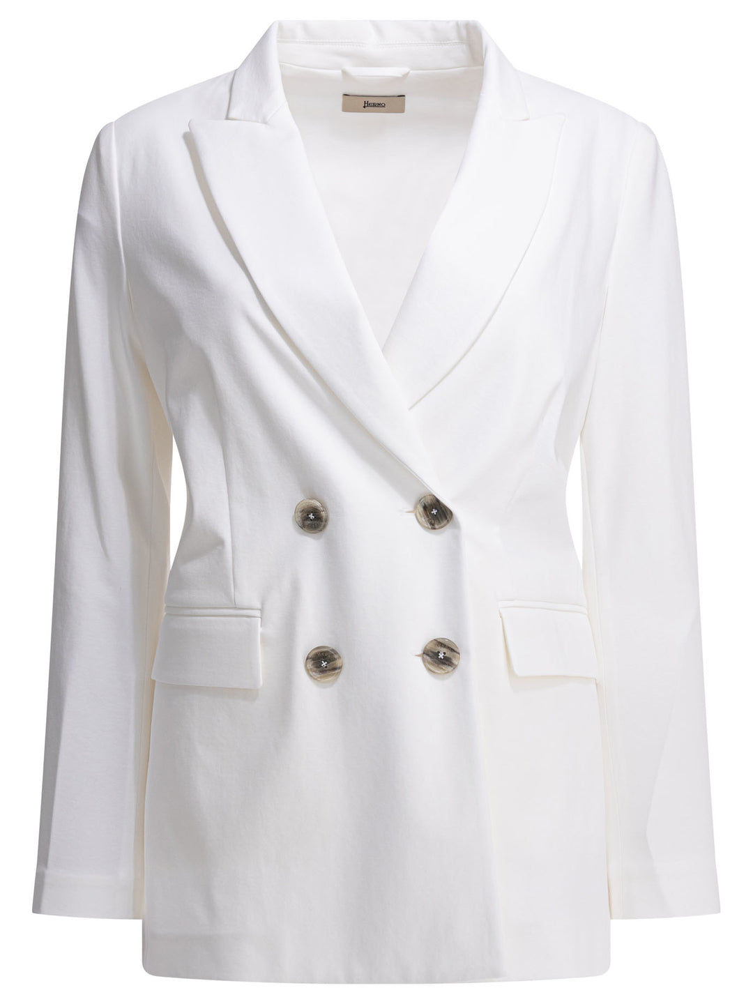 Herno Double-Breasted Blazer Jackets and Coats - Bianco | 976c046d47fe9f5f8fa5c9525b625c4f77a3907a