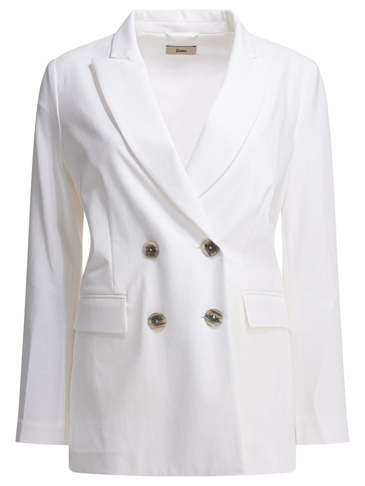 Herno Double-Breasted Blazer Jackets and Coats - Bianco | 976c046d47fe9f5f8fa5c9525b625c4f77a3907a