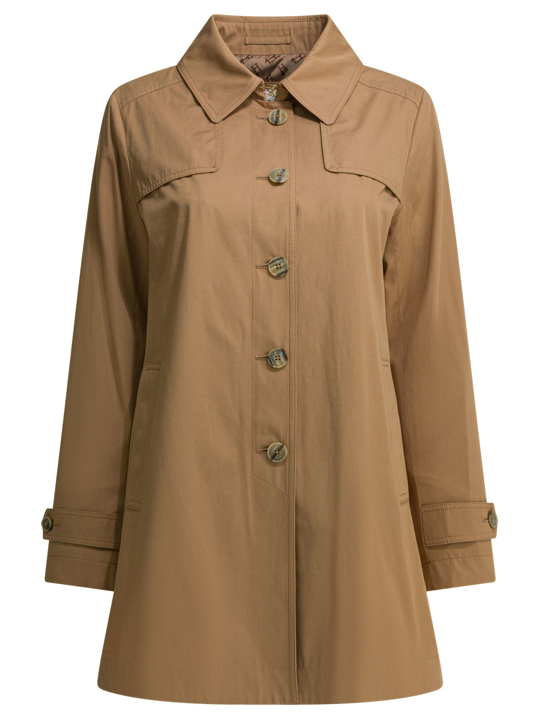 Herno Short Cotton Gabardine Trench Coat Jackets and Coats - Marrone | c2e744bc2cb624db7efbf7075f09efc302022d20