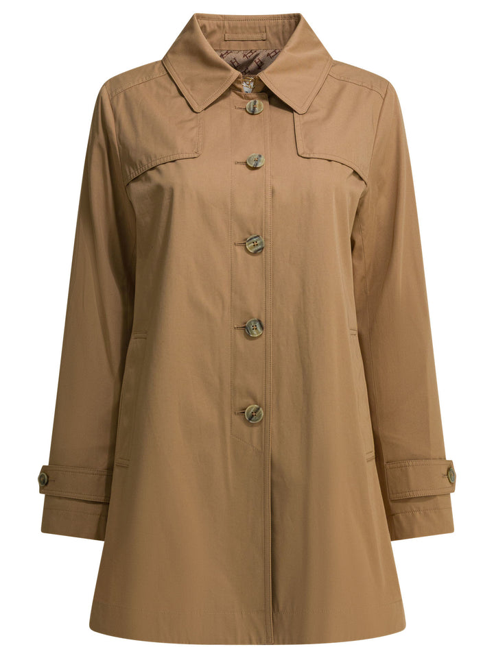 Herno Short Cotton Gabardine Trench Coat Jackets and Coats - Marrone | c2e744bc2cb624db7efbf7075f09efc302022d20