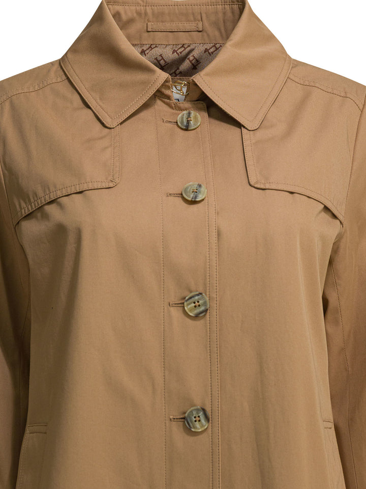Herno Short Cotton Gabardine Trench Coat Jackets and Coats - Marrone | ed197aa8088fe7583fcad780ef32255c3507b68a