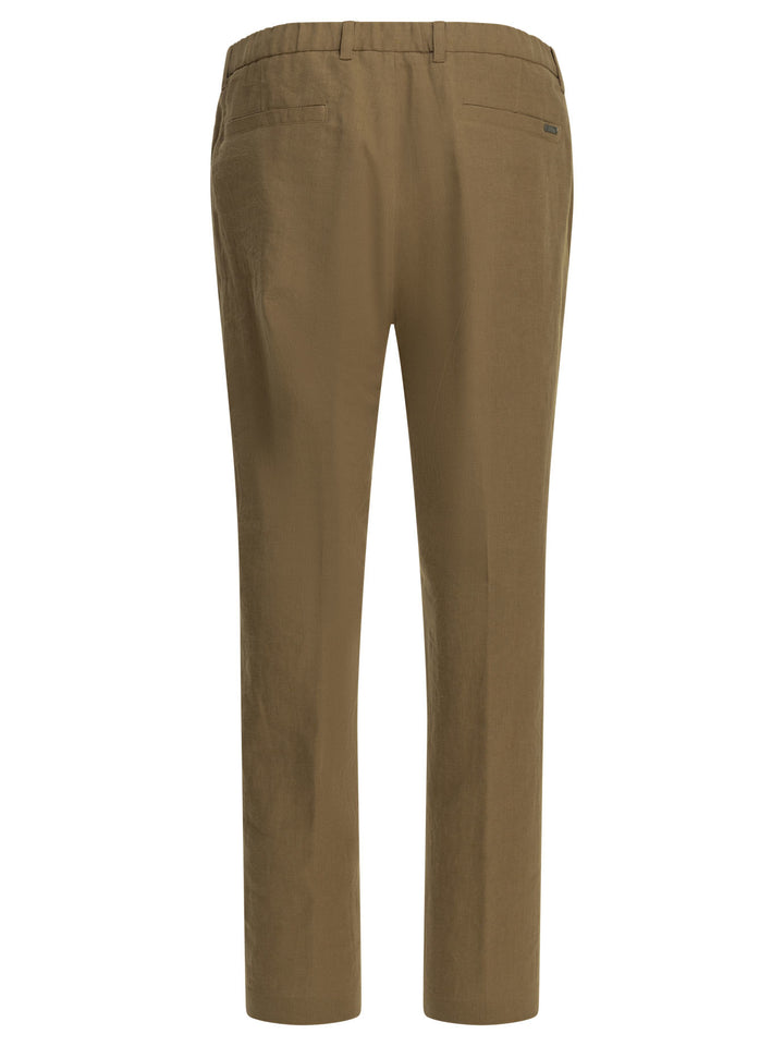 Herno Casual Linen Pants Trousers - Marrone | 6a83cbfa4a871aa4ca91d329e39365fffa35789f