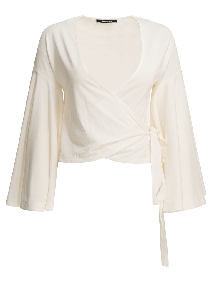 Jacquemus Casual Wrap-Around Top Top - Bianco | 4839ce9646ddbfcaaae31d7a5dd2ee25c70686ed