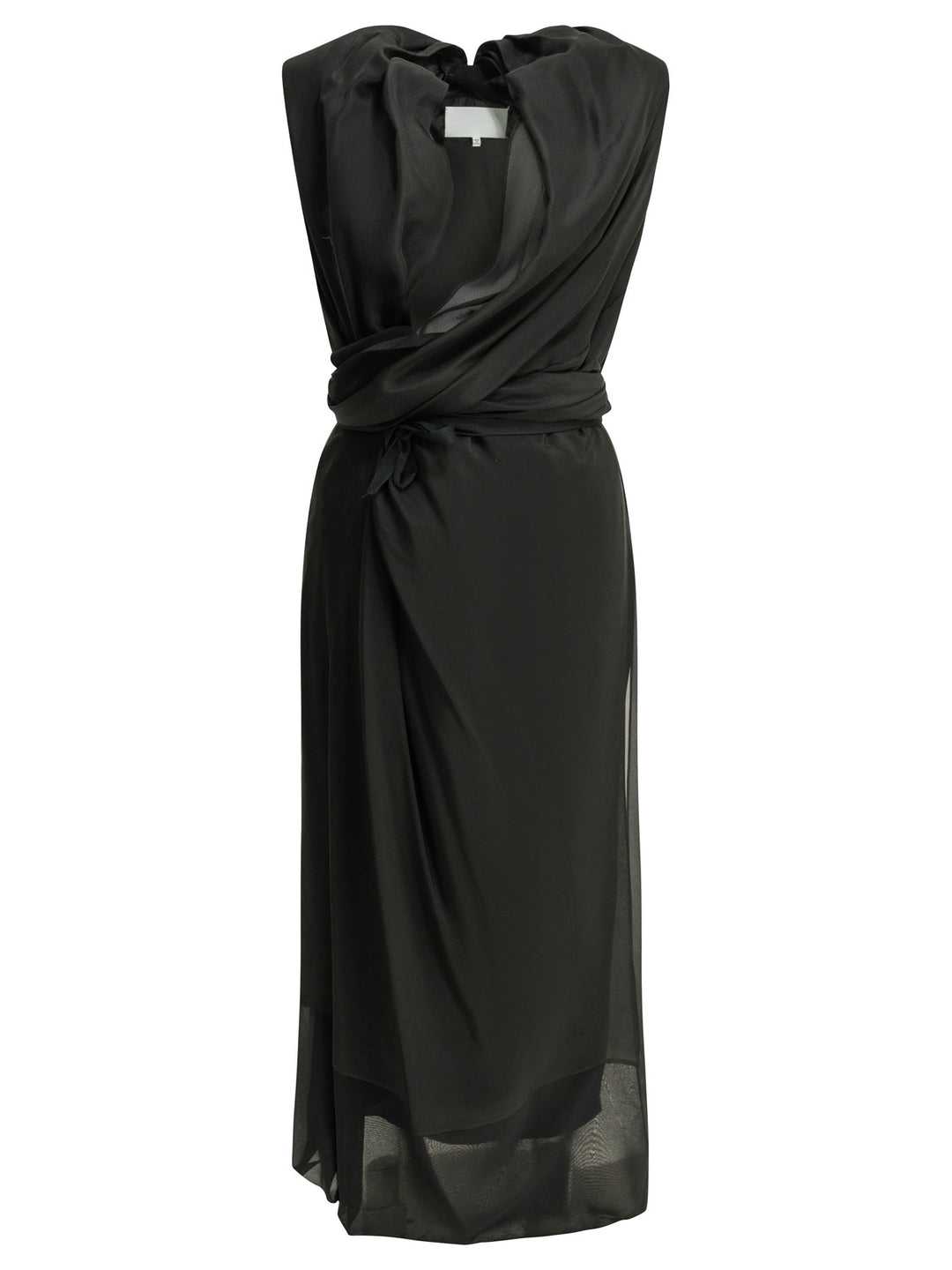 Maison Margiela Draped Silk Midi Dress Abiti - Nero | 1c2e0b4f0ab82a2045f2a6034b07d6d4e0ffc9fd