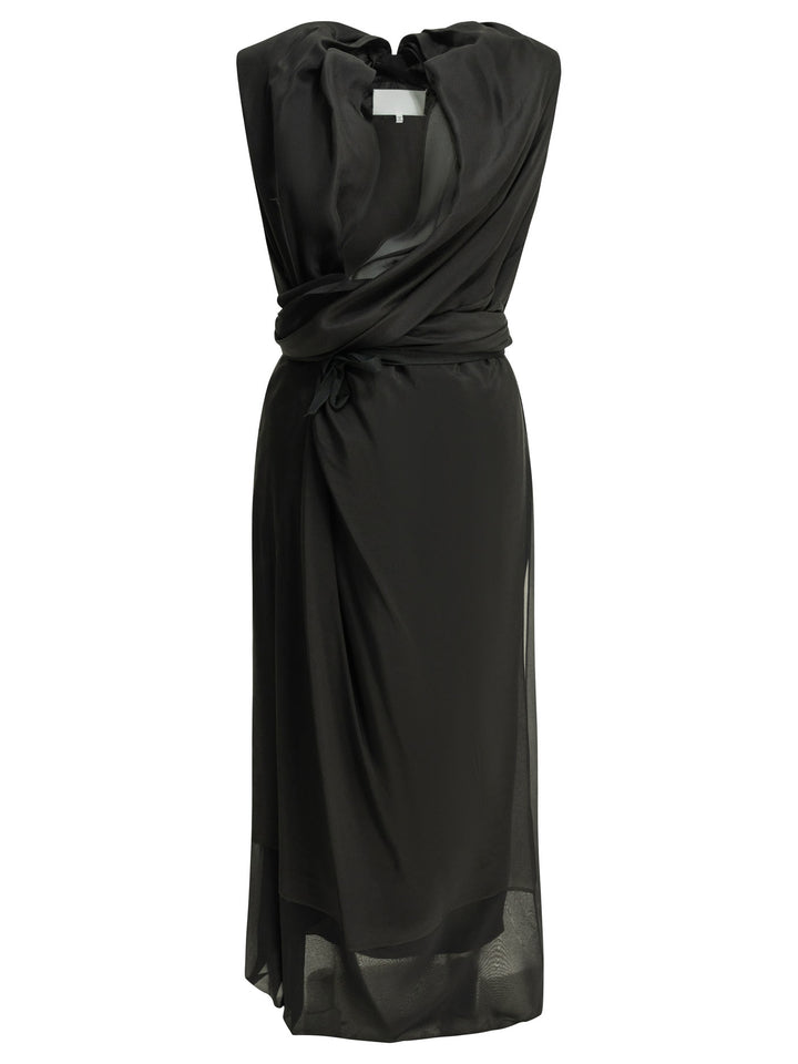 Maison Margiela Draped Silk Midi Dress Abiti - Nero | 1c2e0b4f0ab82a2045f2a6034b07d6d4e0ffc9fd