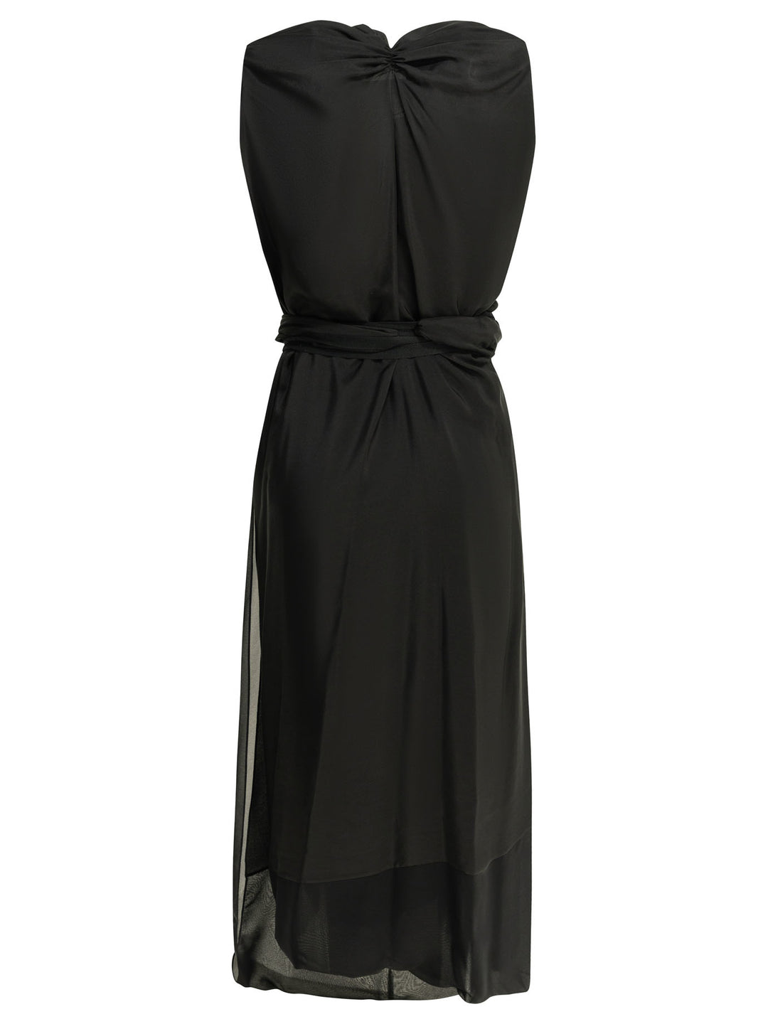 Maison Margiela Draped Silk Midi Dress Abiti - Nero | b14a1e051c2648a06eb16dbc09957c3bce83f780