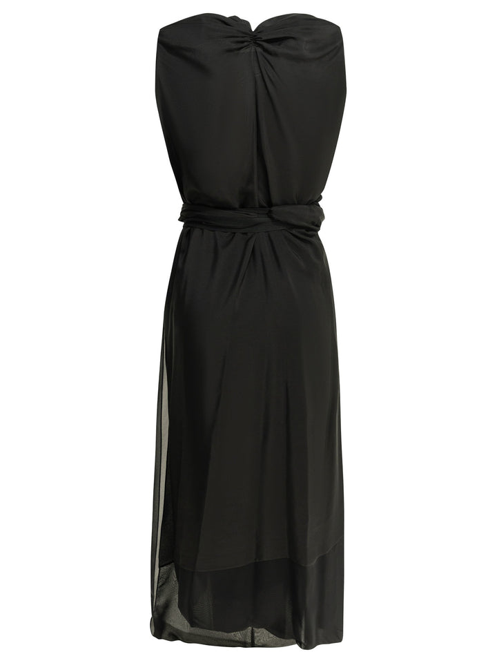 Maison Margiela Draped Silk Midi Dress Abiti - Nero | b14a1e051c2648a06eb16dbc09957c3bce83f780