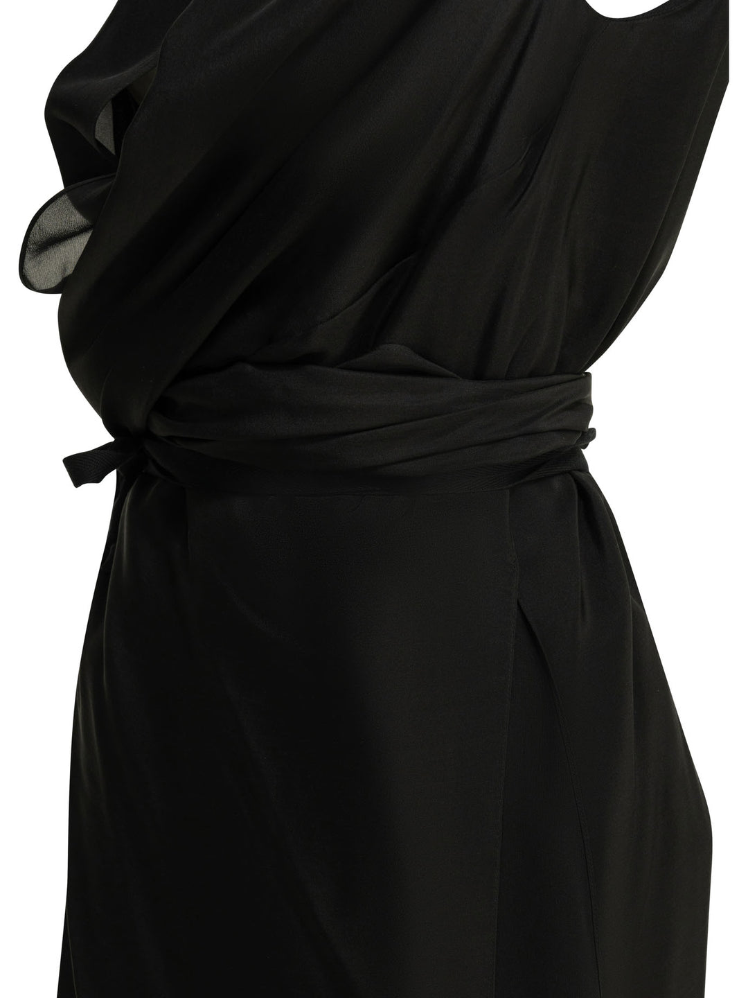 Maison Margiela Draped Silk Midi Dress Abiti - Nero | e29c47e0e2698236166a48176b20fd86b8f909a7