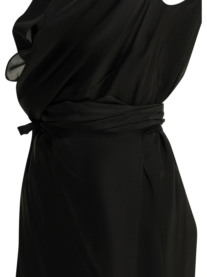 Maison Margiela Draped Silk Midi Dress Abiti - Nero | e29c47e0e2698236166a48176b20fd86b8f909a7