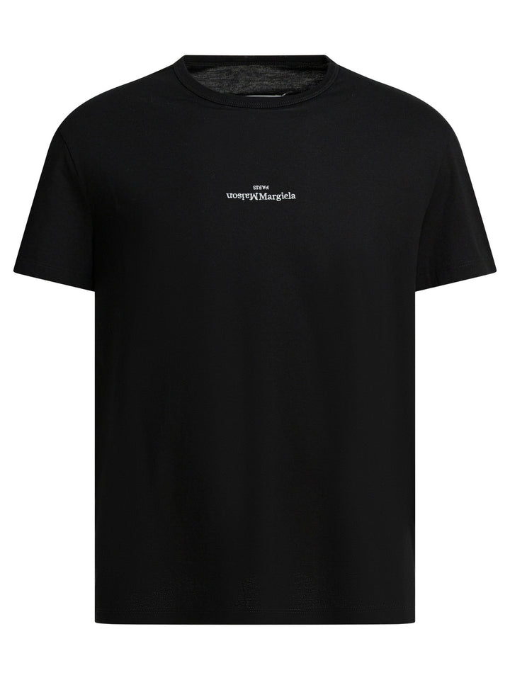 Maison Margiela Short-Sleeved T-Shirt With Logo T-shirts - Nero | 2d057f3a757d931b586cdeb24838e1ae9623a067