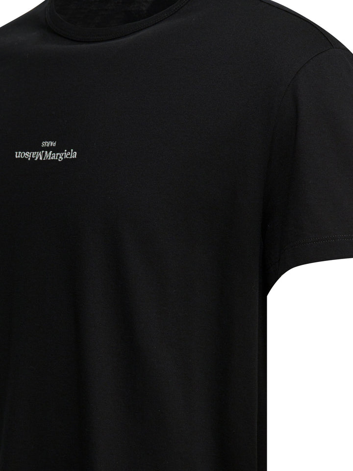 Maison Margiela Short-Sleeved T-Shirt With Logo T-shirts - Nero | 9cb78bdb17d2aced1c618224fbd5480c03595ef7