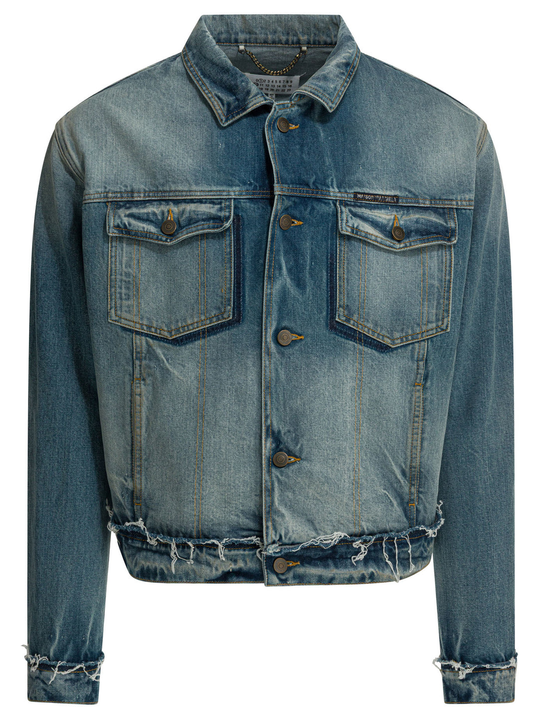 Maison Margiela Worn Denim Efect Jacket Jackets and Coats - Blu | 9567303b8adc37958278009768d549c0626fd501