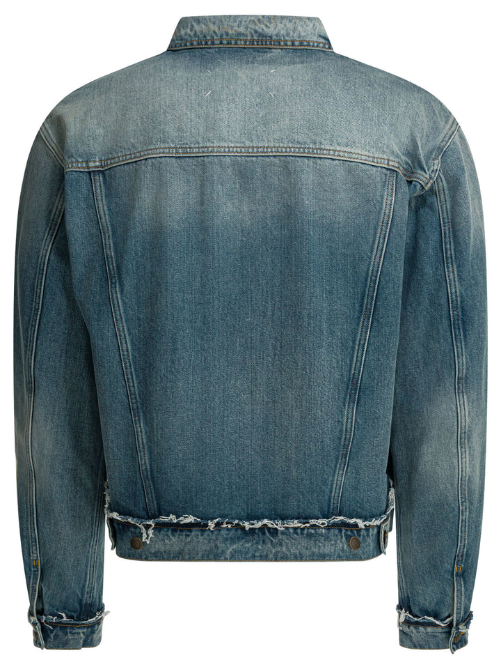 Maison Margiela Worn Denim Efect Jacket Jackets and Coats - Blu | ad8ab2ae8da32904257c534d453cd0d7ed6158f6