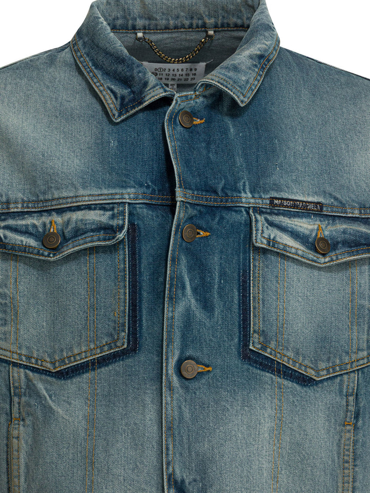 Maison Margiela Worn Denim Efect Jacket Jackets and Coats - Blu | 354d8eb909d4926f3f1e730fc1cbfc3d2a845ea8