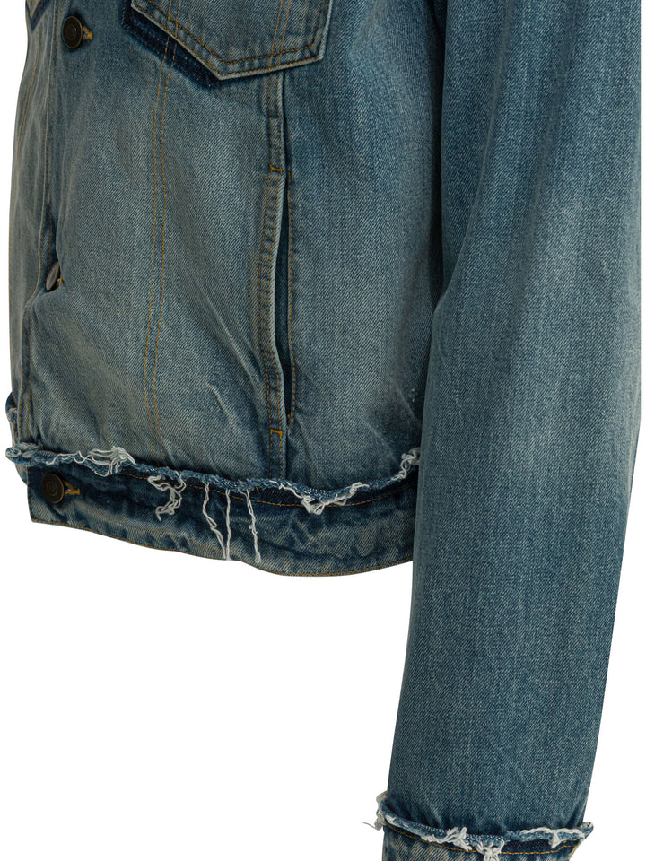 Maison Margiela Worn Denim Efect Jacket Jackets and Coats - Blu | bee1d2dd97a52f4ca470ed3ec7a53fde47403d3b