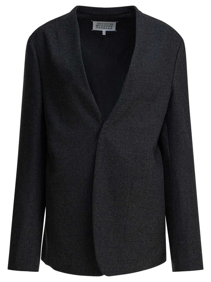 Maison Margiela Virgin Wool Blazer Jackets and Coats - Grey | 14eb5d578e6840d0ace953754d7d8e6650b26495