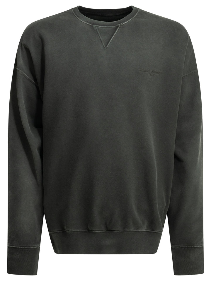 Maison Margiela Crewneck Sweatshirt With Logo Sweatshirts - Nero | f73ecd4135168edd78b7c3dc835defff5560ced9