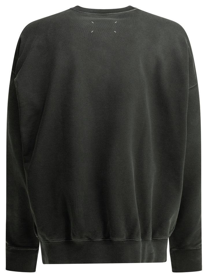 Maison Margiela Crewneck Sweatshirt With Logo Sweatshirts - Nero | 9f8204adfcc56eca07d60164322841c3bea1ed7a